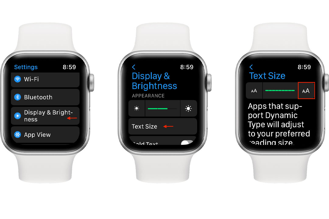 Apple Watch display settings تنظیمات نمایشگر اپل‌ واچ