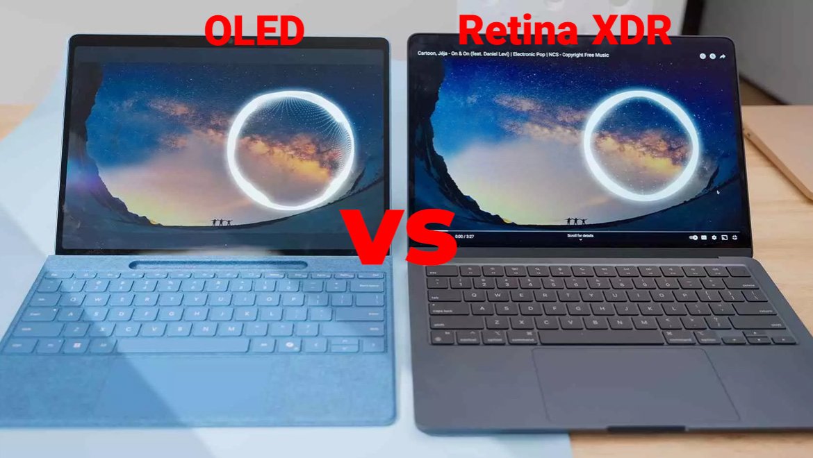 مقایسهنمایشگرOLEDسرفیسپرونسل۱۱باRetinaXDRمک‌بوک