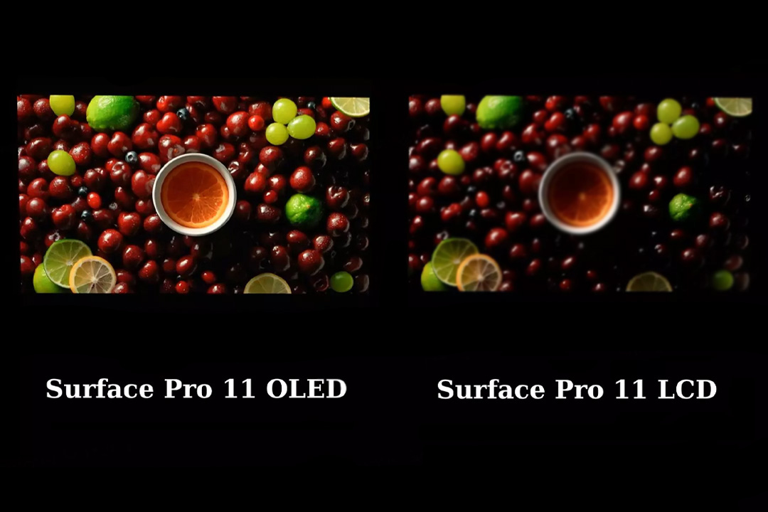مقایسه نمایشگر OLED با نمایشگر LCD در سرفیس پرو 11