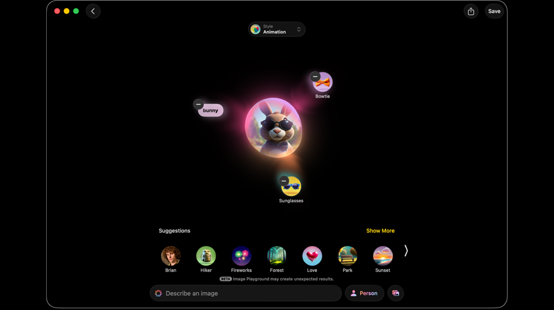 اینترفیس قابلیت Image Playground در Apple Intelligence