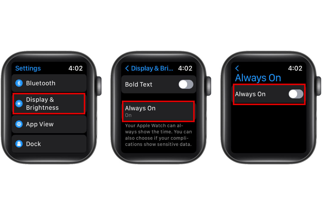 Apple Watch display settings