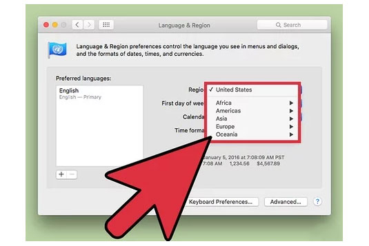 How to change the region on Mac آموزش تغییر تنظیمات زمان و منطقه مکانی در مک