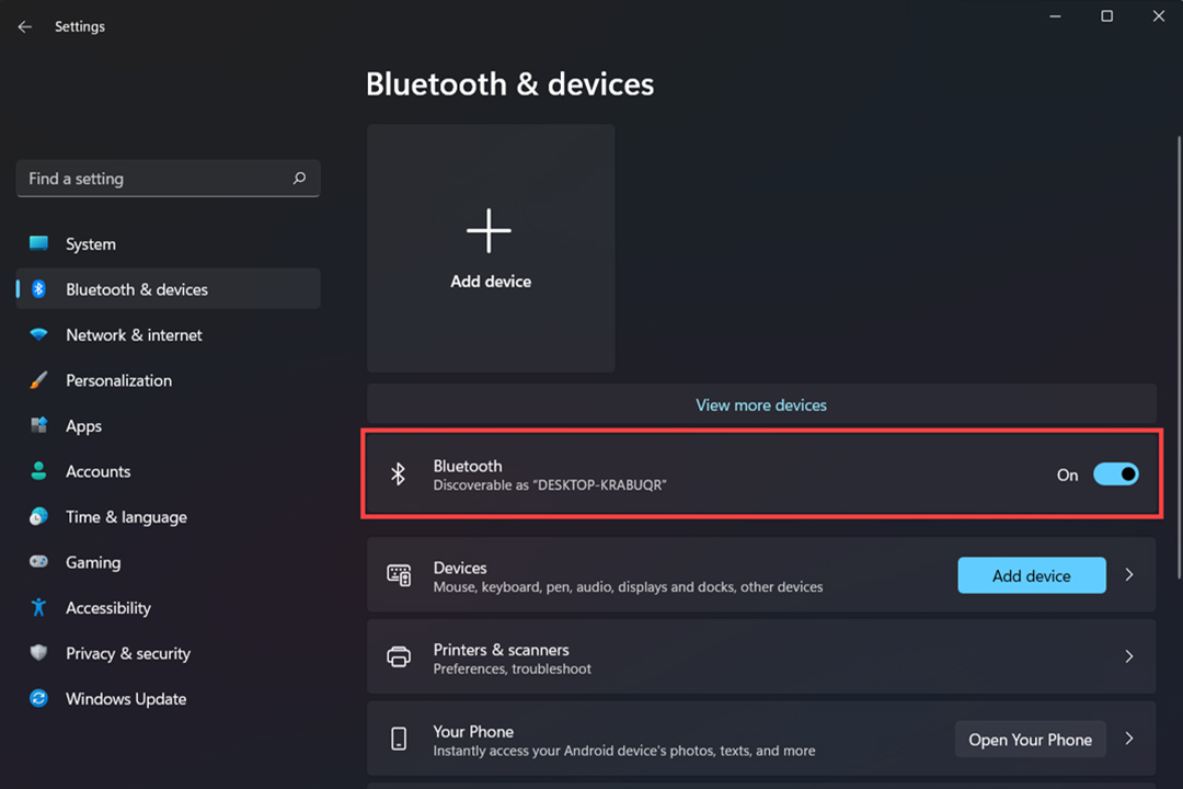باز کردن تنظیمات Bluetooth & devices در ویندوز ۱۱