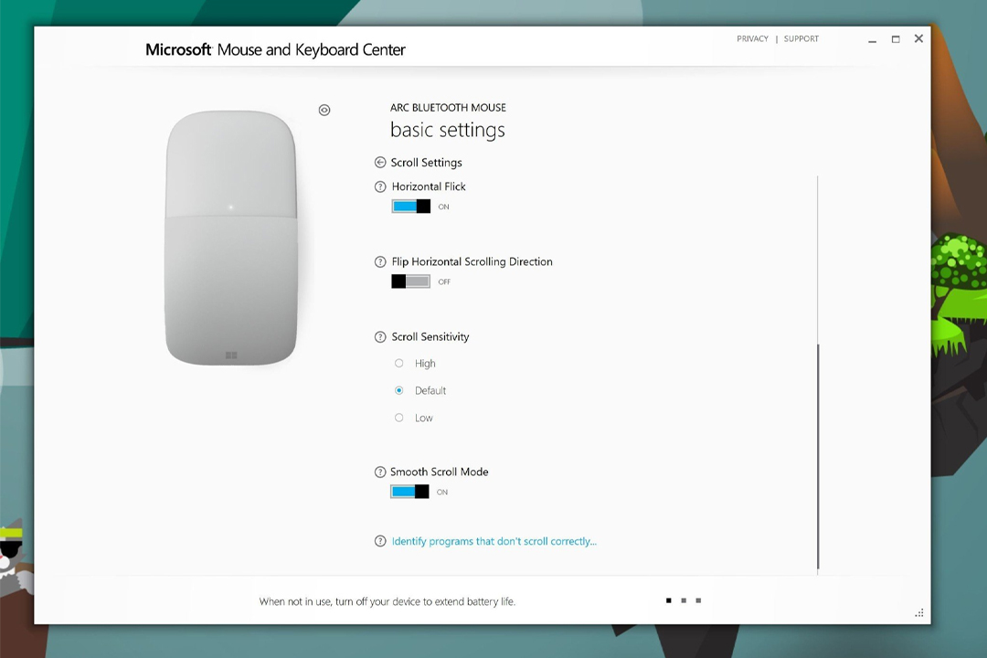 تنظیمات پیشرفته ماوس سرفیس در Microsoft Mouse and Keyboard Center