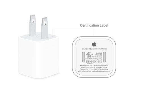 Identification of suitable power adapter for iPhone, iPad and Mac