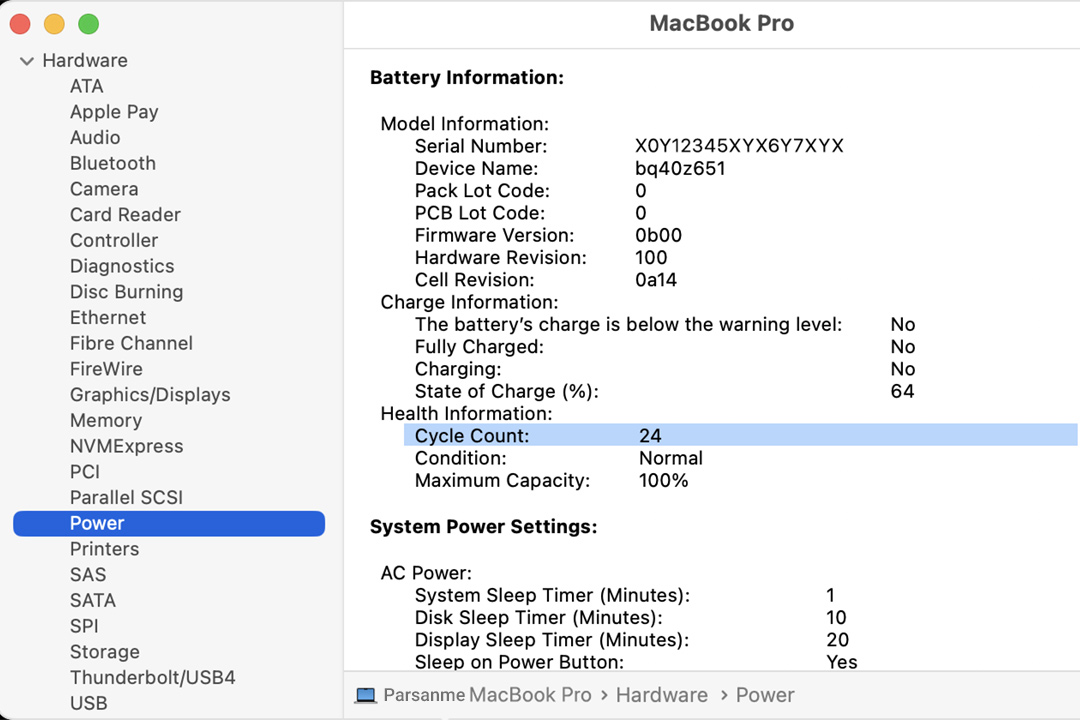 نحوه چک کردن سلامت باتری مک بوک