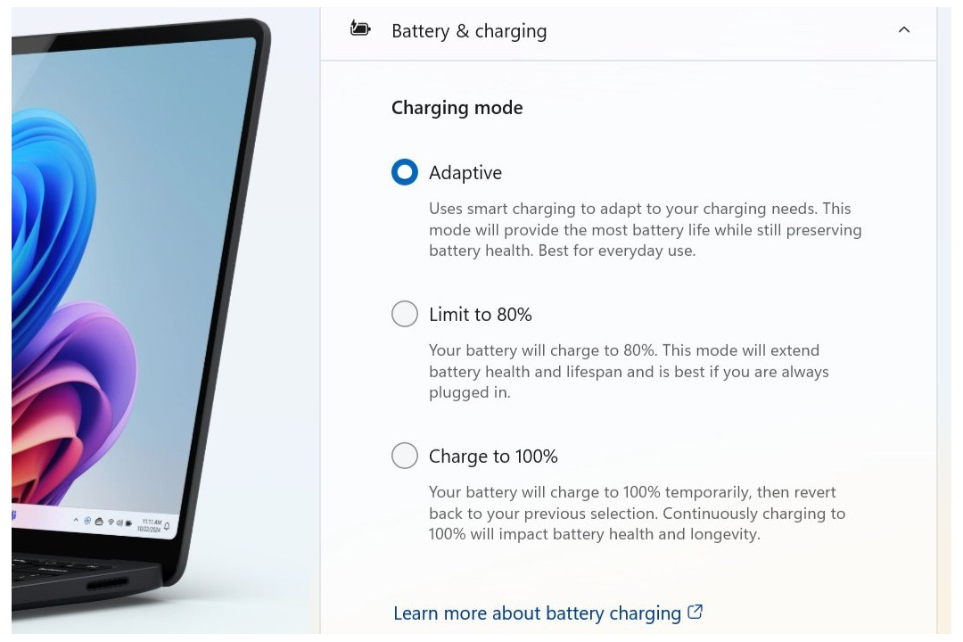 باتری لیمیت سرفیس در سرفیس اپ