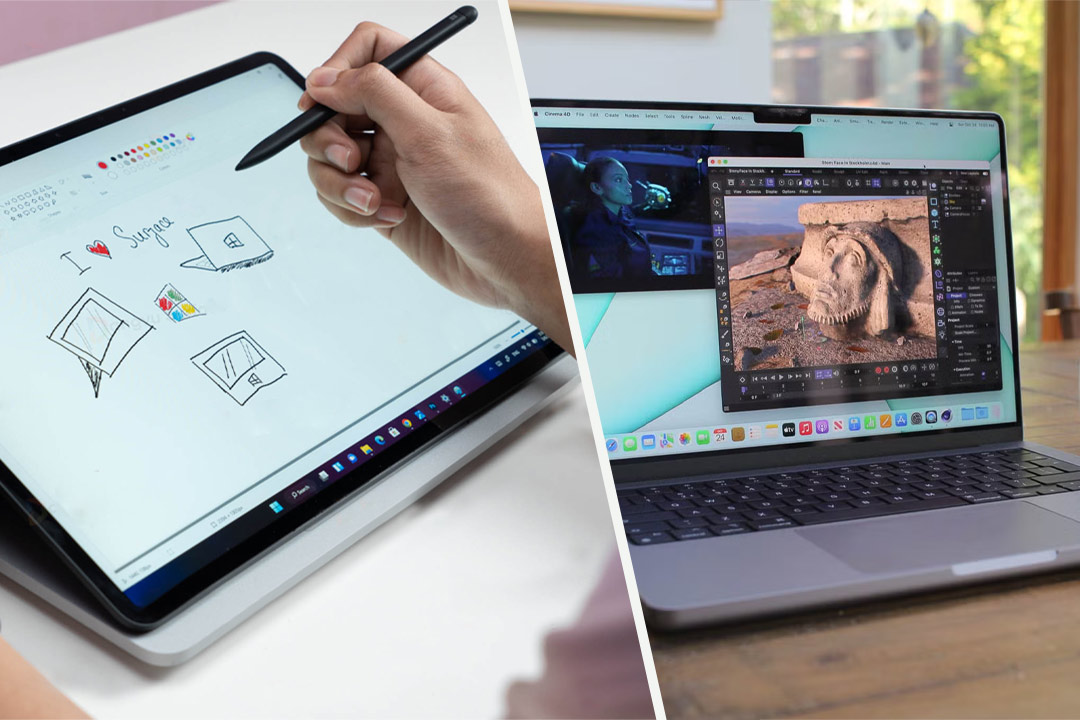 مقایسه مقدماتی سرفیس لپ تاپ استودیو ۲ و مکبوک پرو ۱۴ اینچ