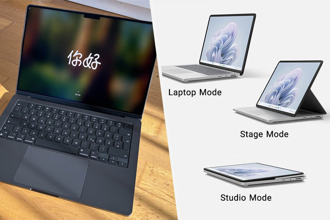 فلسفه طراحی سرفیس لپ تاپ استودیو ۲ (انعطافپذیر) در برابر مکبوک پرو ۱۴ (قدرت ثابت)