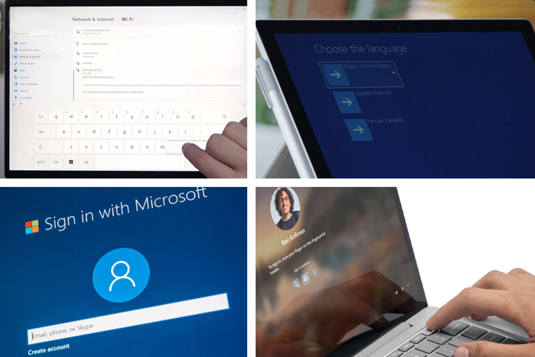 مراحل راه‌اندازی ویندوز ۱۱ روی سرفیس: زبان، وای-فای، حساب مایکروسافت و Windows Hello