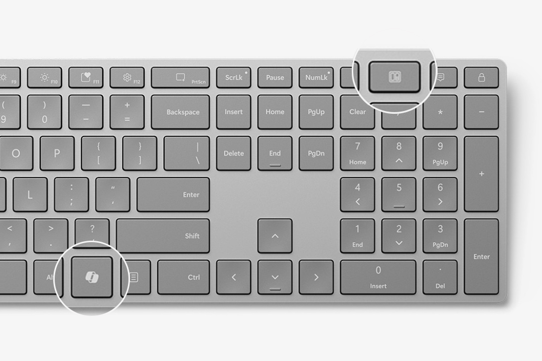 کلیدهای جدید کیبورد بی سیم سرفیس مدل Surface Keyboard 2nd Edition