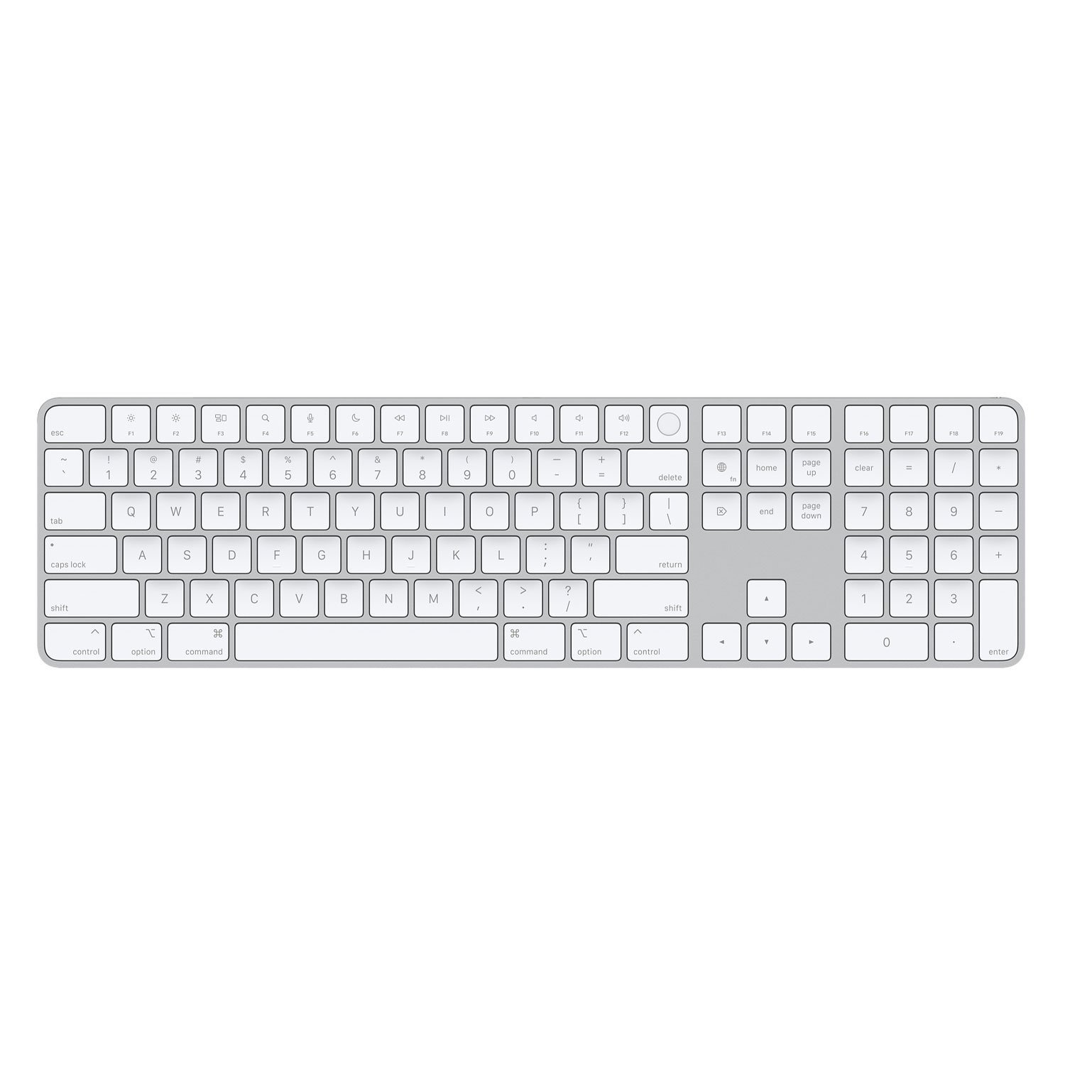 کیبورد بی سیم اپل مدل Magic Keyboard USB-C 2024 White MXK73 With Numeric+Touch ID