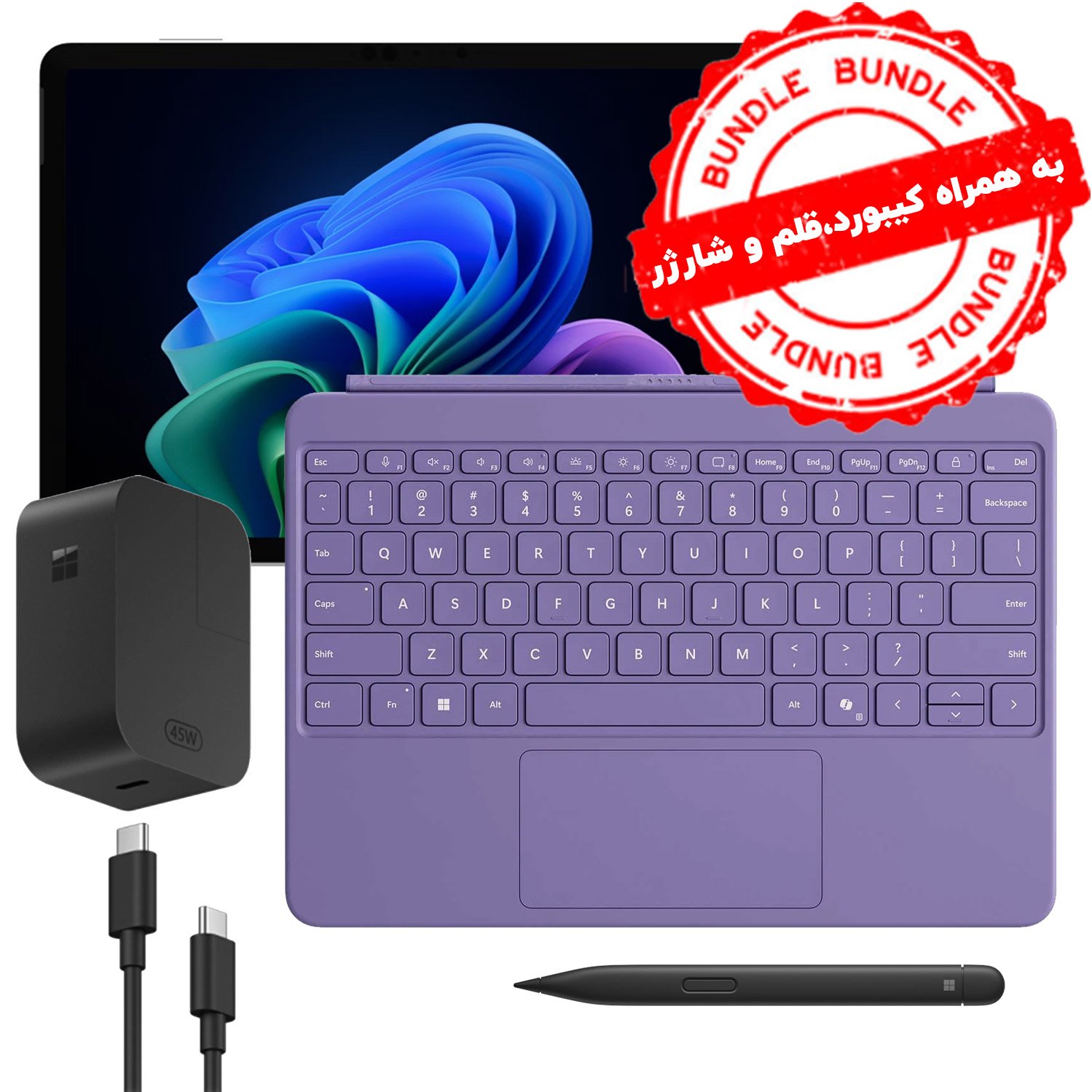 تبلت مایکروسافت Surface Pro 12 inch پردازنده X Plus رم ۱۶ گیگ هارد ۲۵۶ گیگ SSD با کیبورد 12 اینچ رنگ اقیانوسی و قلم اسلیم