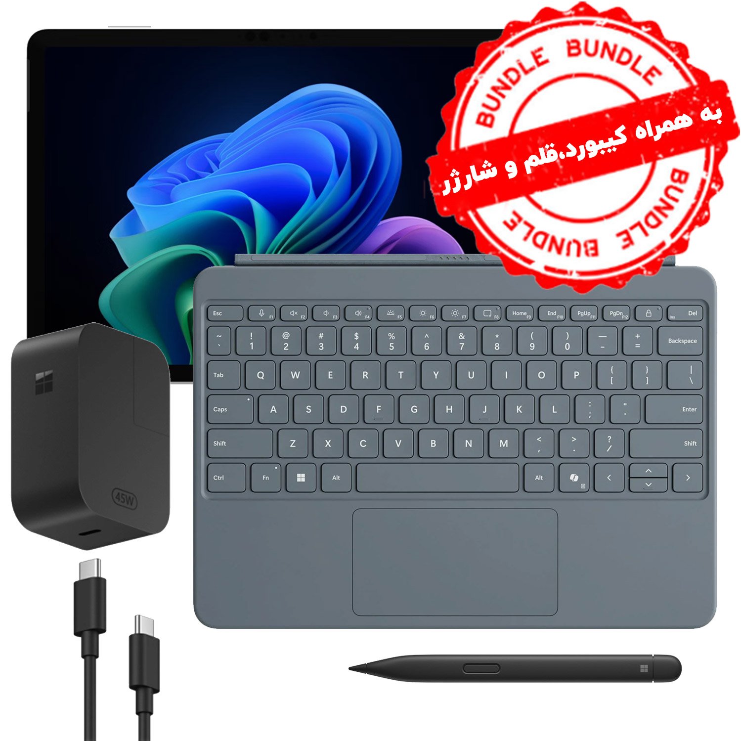 تبلت مایکروسافت Surface Pro 12 inch پردازنده X Plus رم ۱۶ گیگ هارد ۲۵۶ گیگ SSD با کیبورد 12 اینچ رنگ اقیانوسی و قلم اسلیم