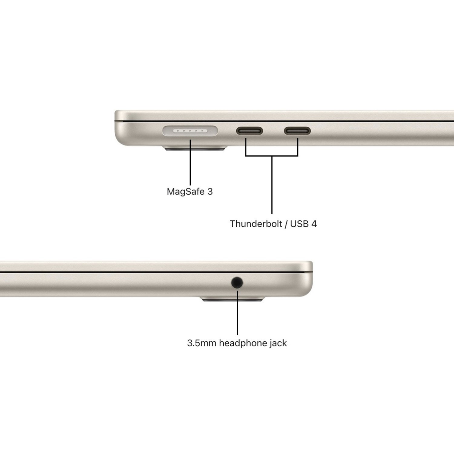 مک بوک ایر 13.6اینچ Macbook Air MC8J4 M3 16G 256G LLA 2024 Starlight